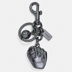 Genuine COACH Baseball Mitt KeyRing Gunpowder Tone
